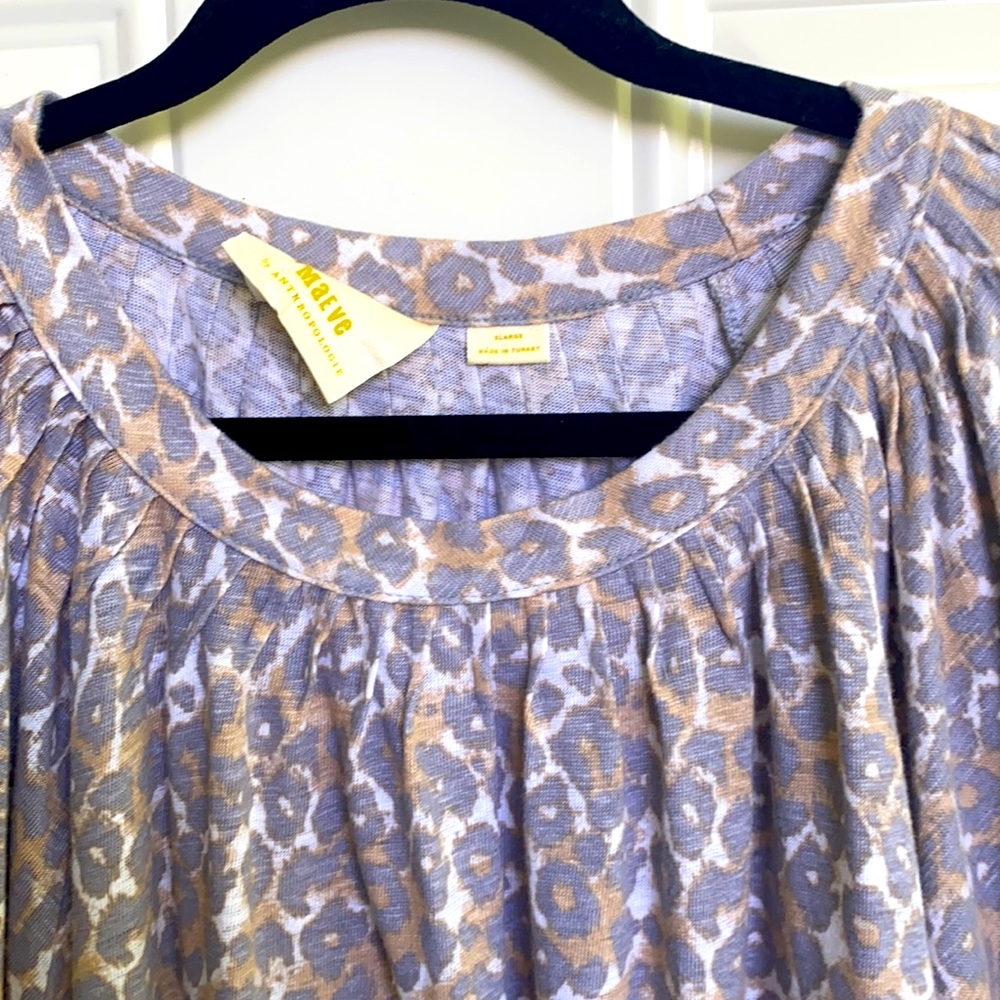 Anthropologie Maeve leopard shortsleeve babydoll top-xl